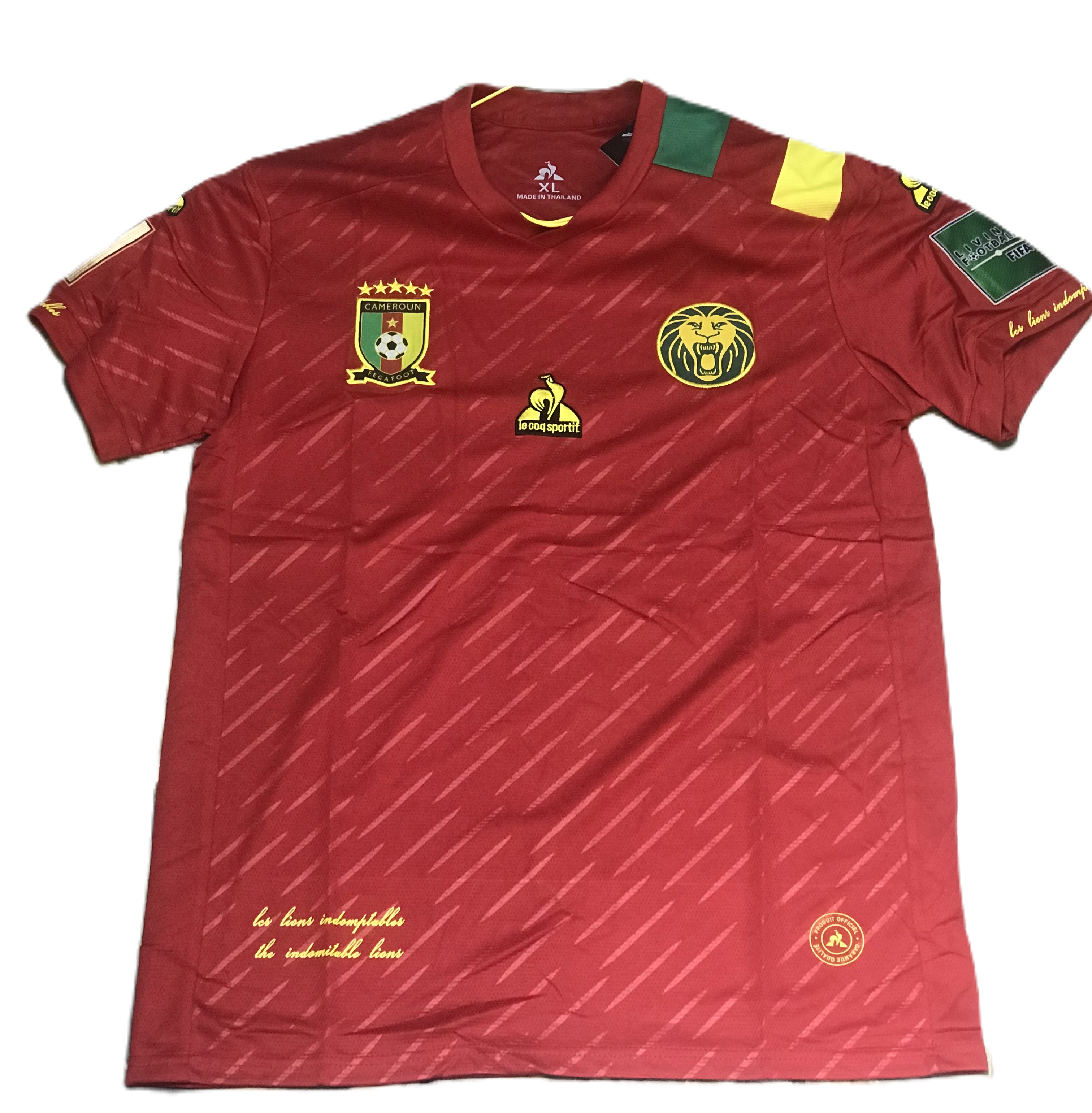 maillot CAMEROUN  coq LION INDOMPTABLE sportif rouge
