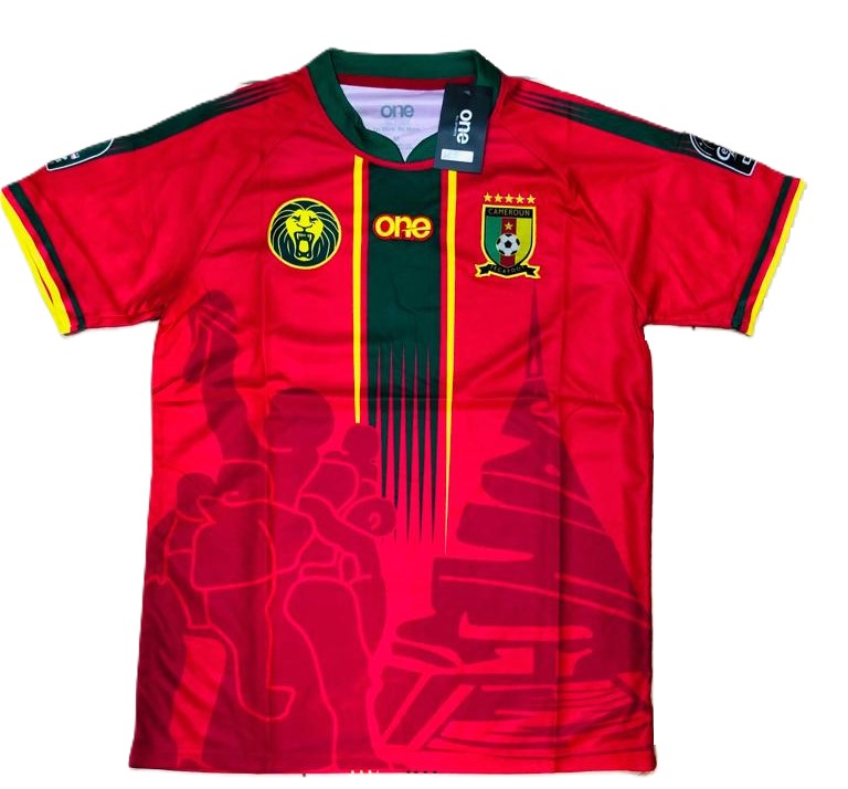 MAILLOT CAMEROUN LION INDOMPTABLE monument ROUGE