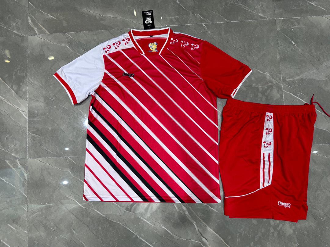 MAILLOT ONE EURO SPORT ENFANT RAYE  ROUGE BLANC