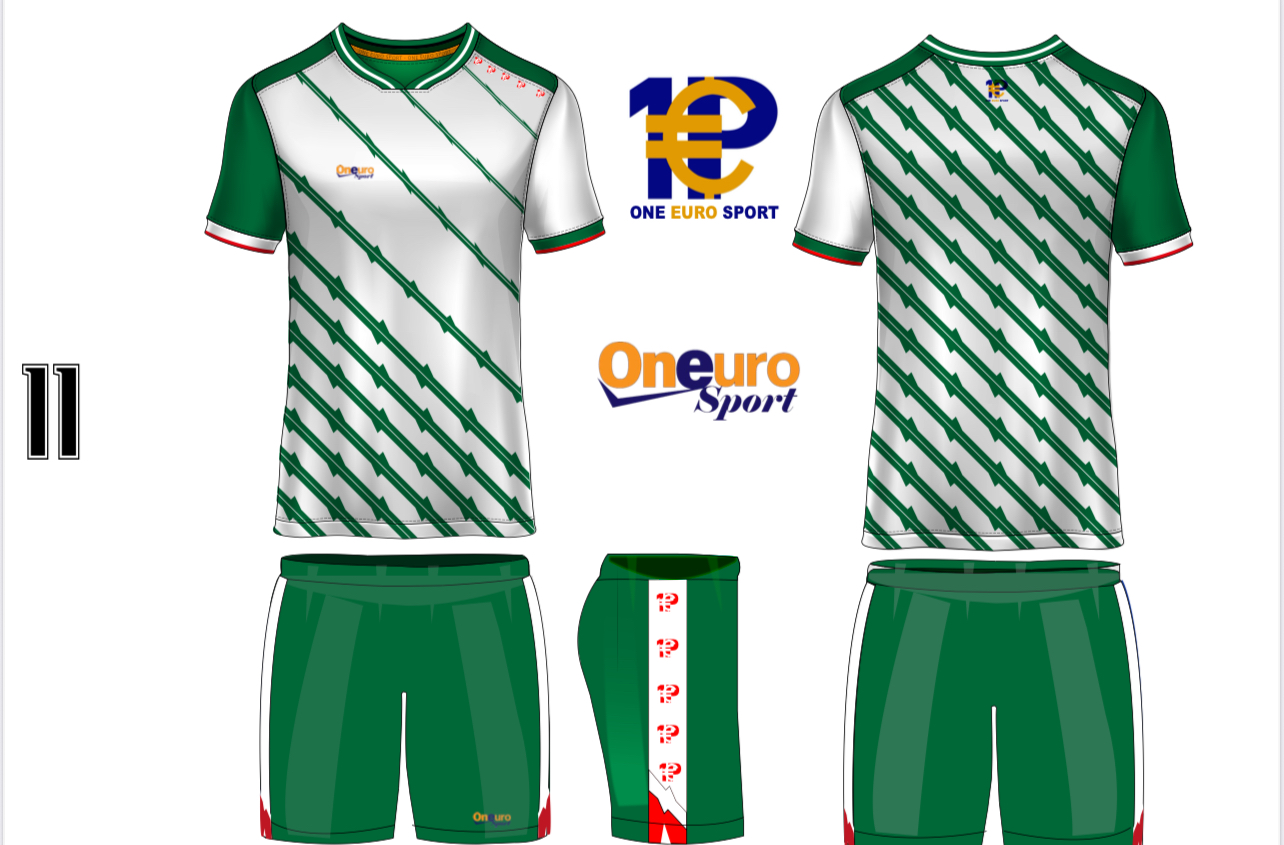 maillot one euro sport traits oblique vert blanc