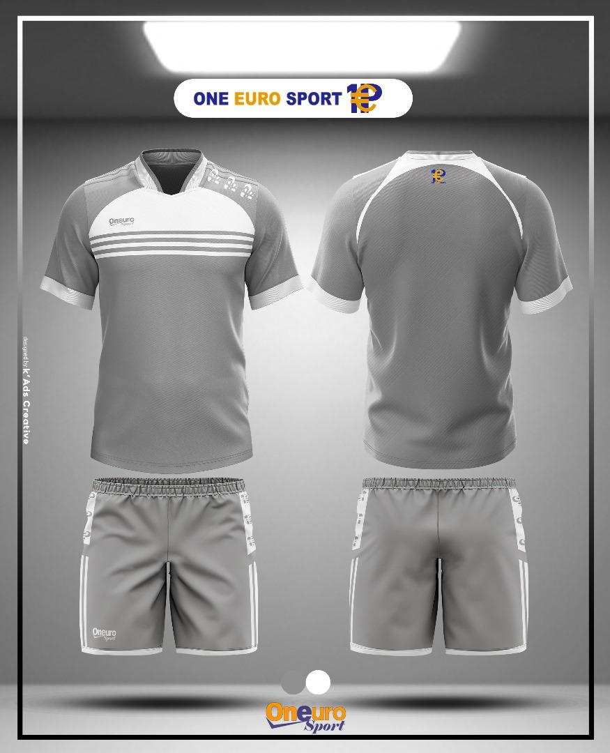 maillot one euro sport trois bande horizontal sur la poitrine gris