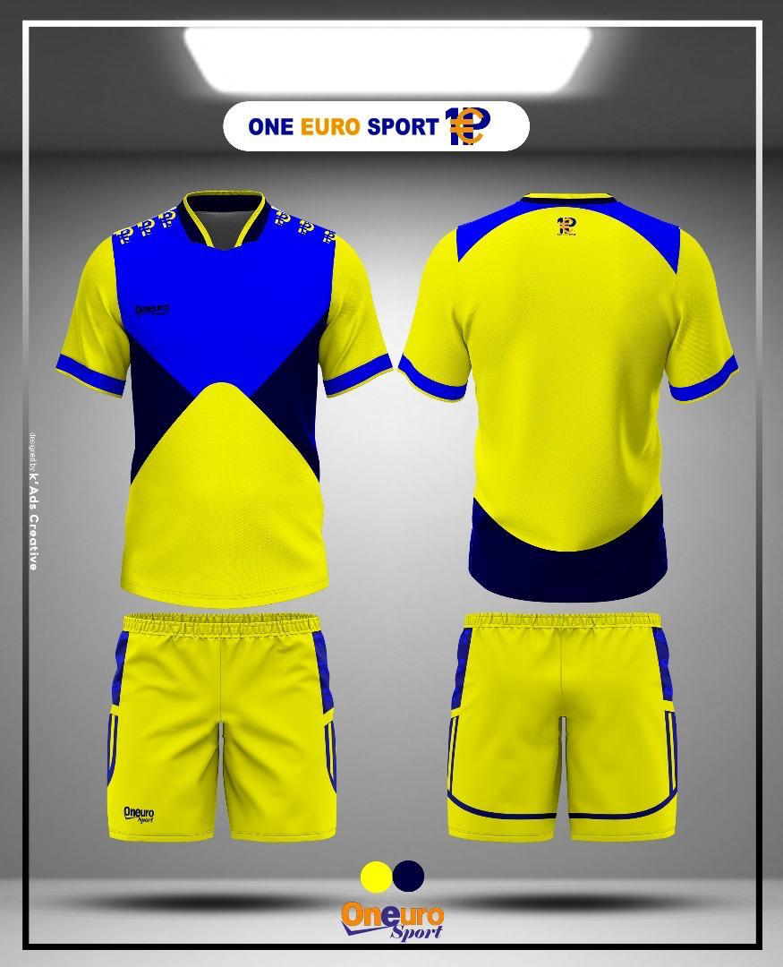 maillot one euro sport trois couleur jaune bleu ciel bleu de france