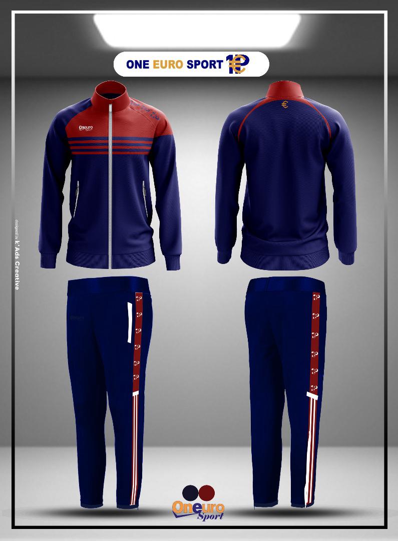 survetement one euro sport deux bande horizontal bleu nuit bordeau