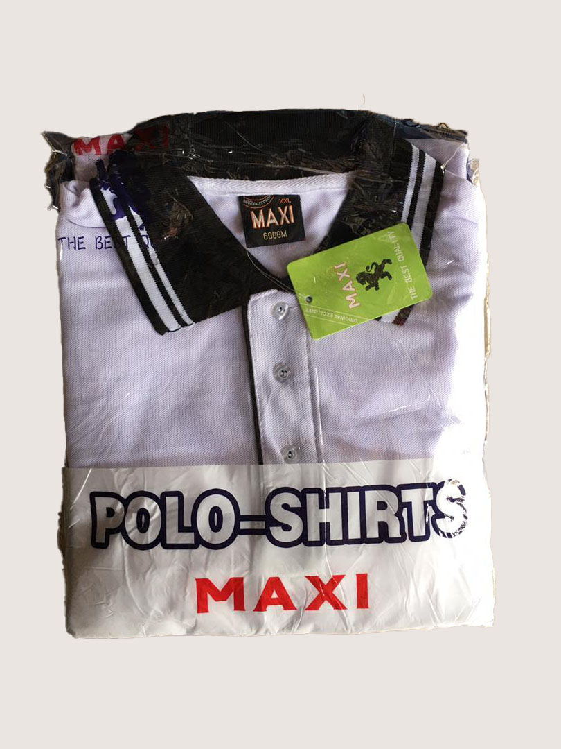 polo maxi blanc col noir