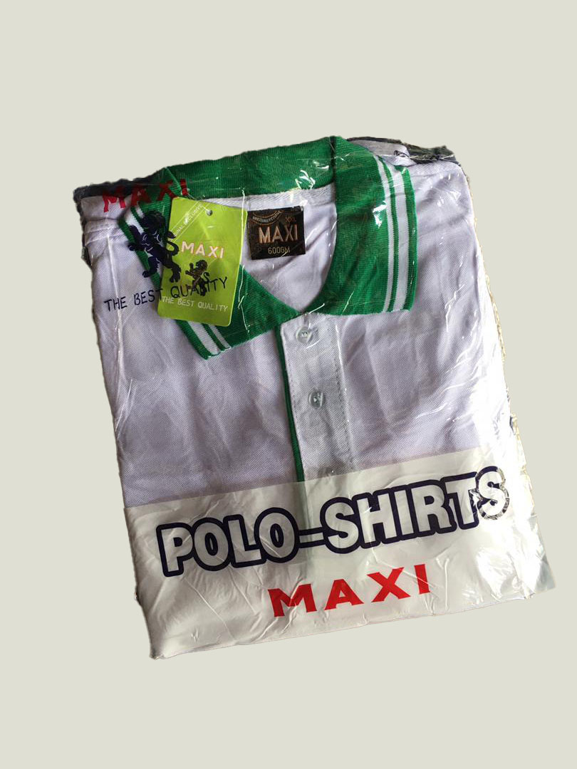 polo maxi blanc col vert