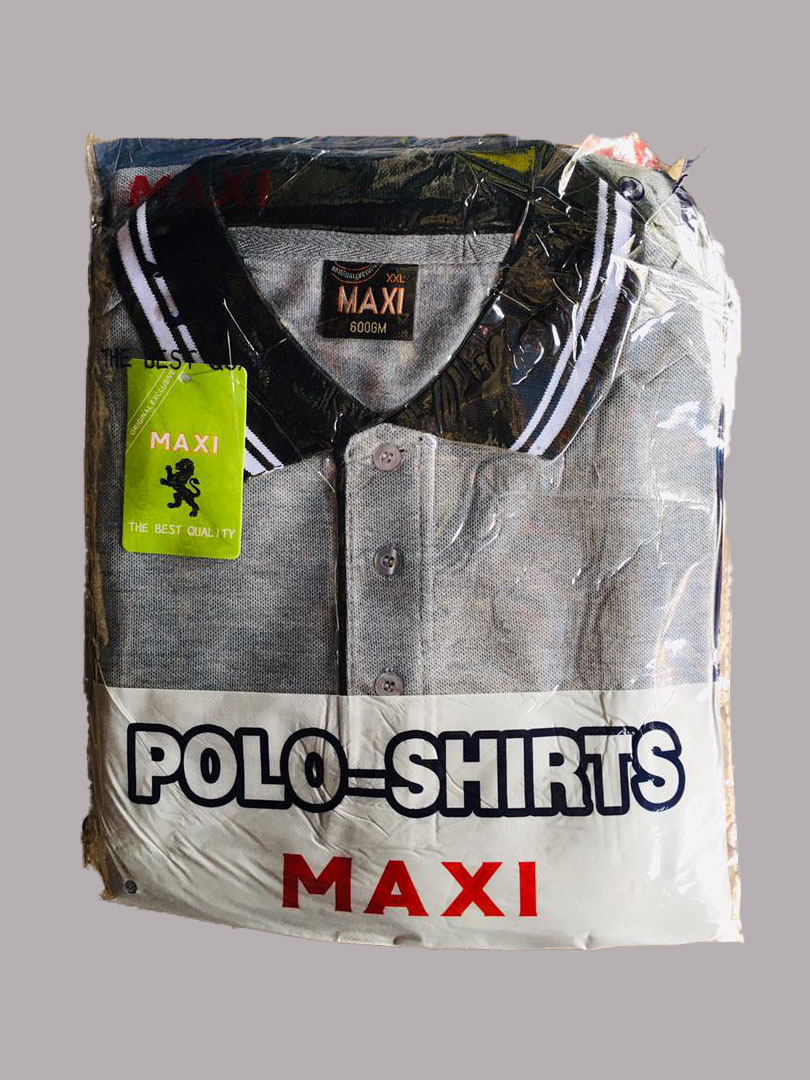 polo maxi gris col noir