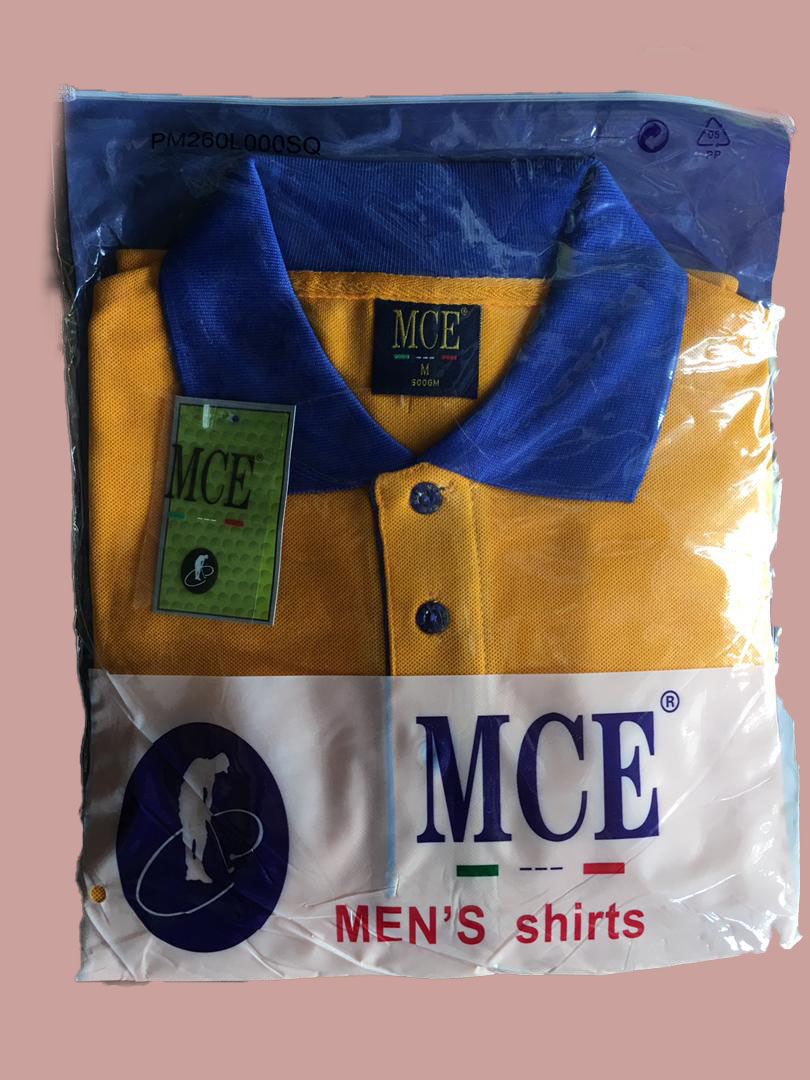 POLO MAXI JAUNE COL BLEU
