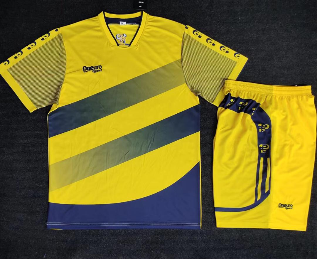 maillot one euro jaunes grosses bandes bleu nuit