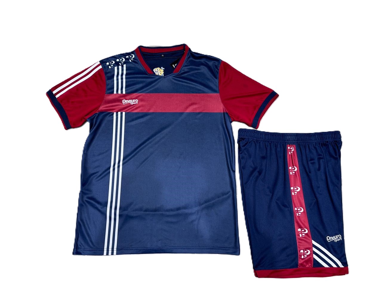 maillot one euro bleu nuit rouge trois bandes verticales
