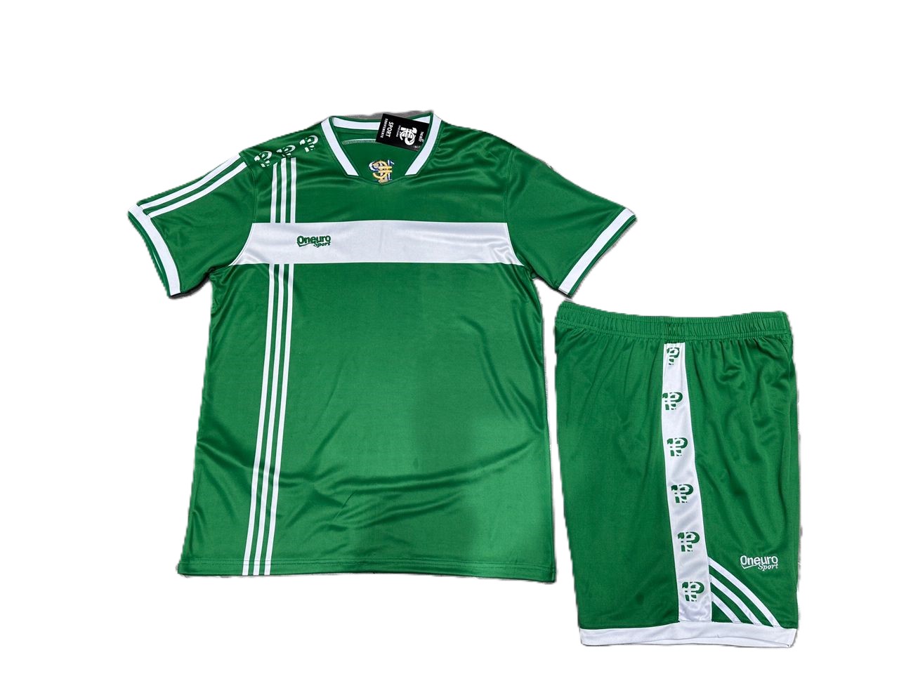 maillot one euro vert trois bandes verticales blanches