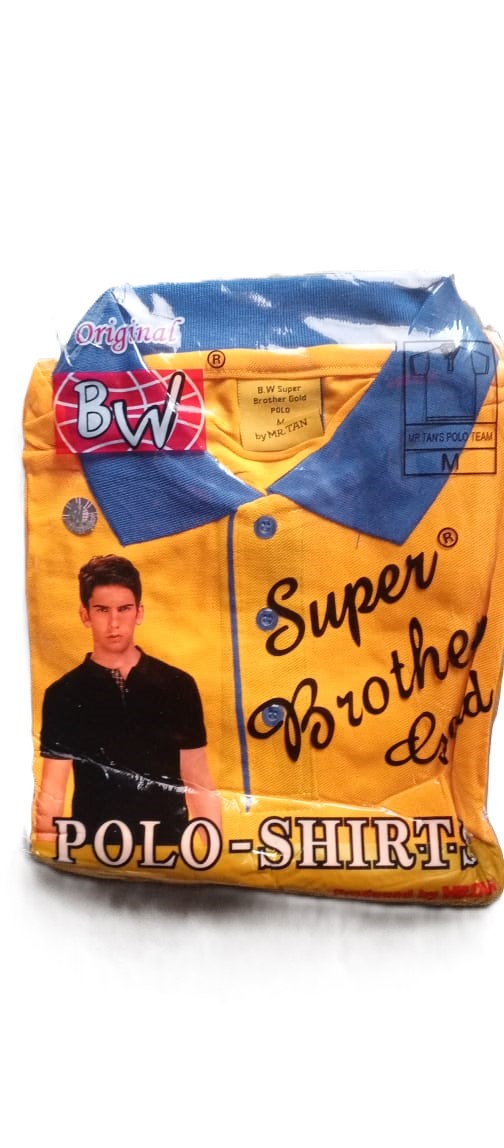 POLO BW JAUNE COL BLEU